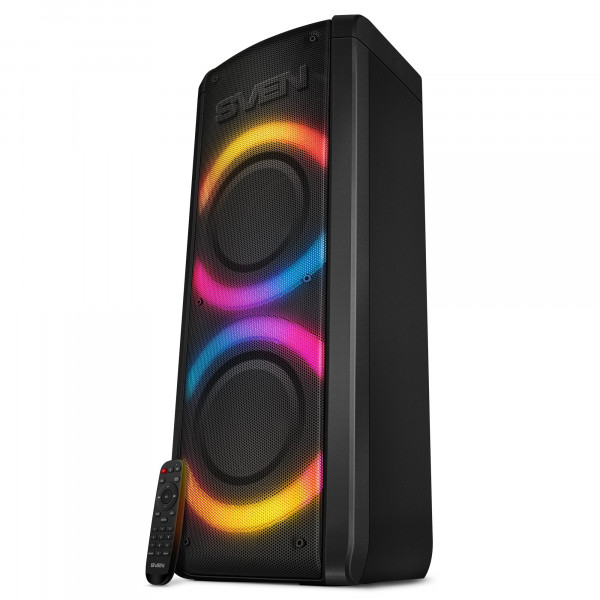 Boxa portabila SVEN PS-710, 100W, RGB backlight, TWS, Bluetooth NFC, FM, USB, microSD, karaoke, Negru